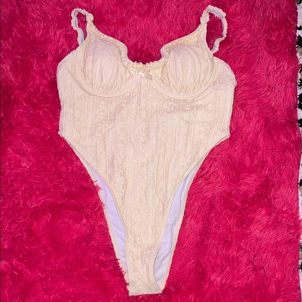 Cream Lace Swimsuit/Bodysuit